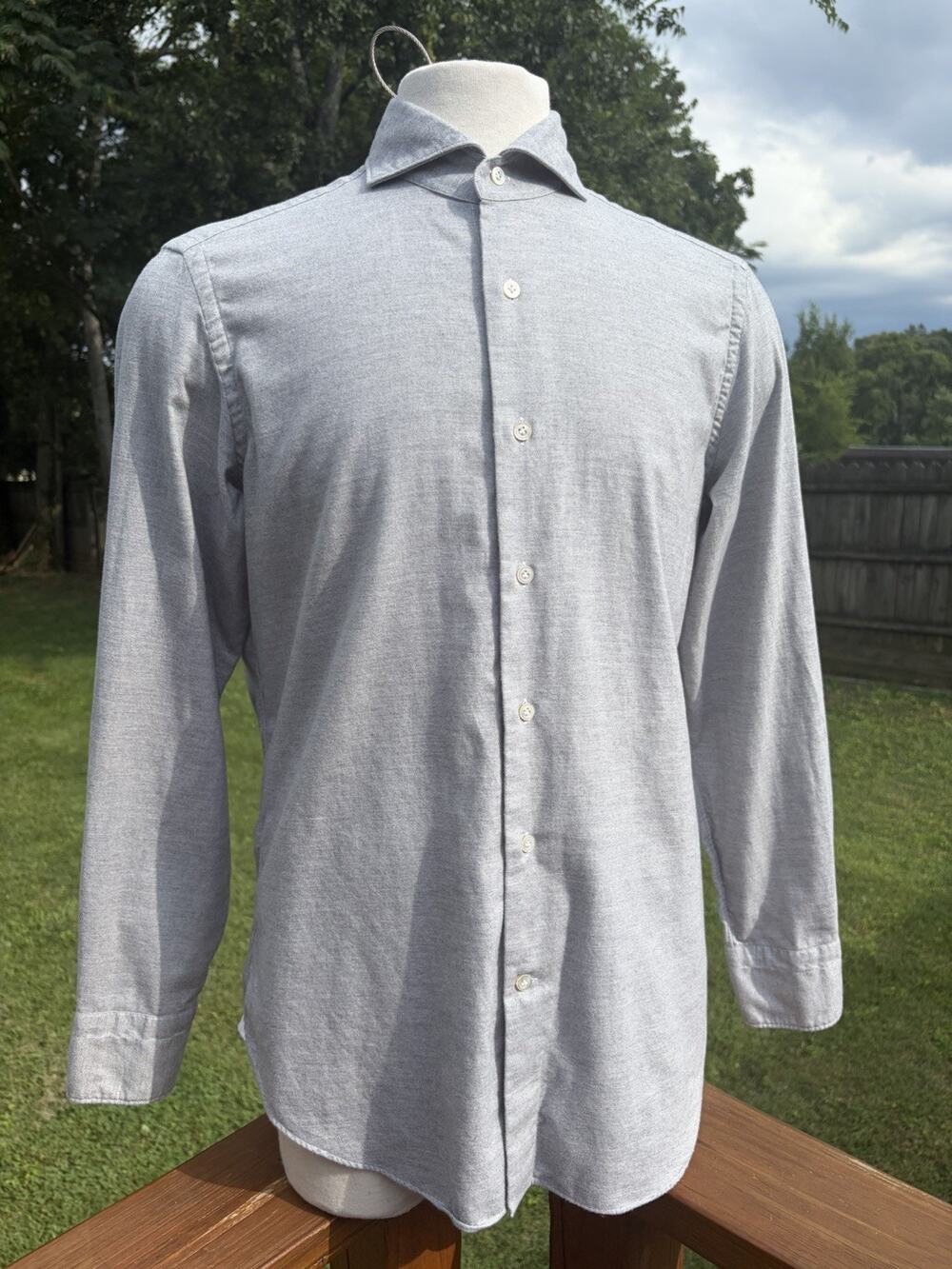 Giannetto Portofino Cashmere Cotton Shirt Button Down Mens Large Gray Italy